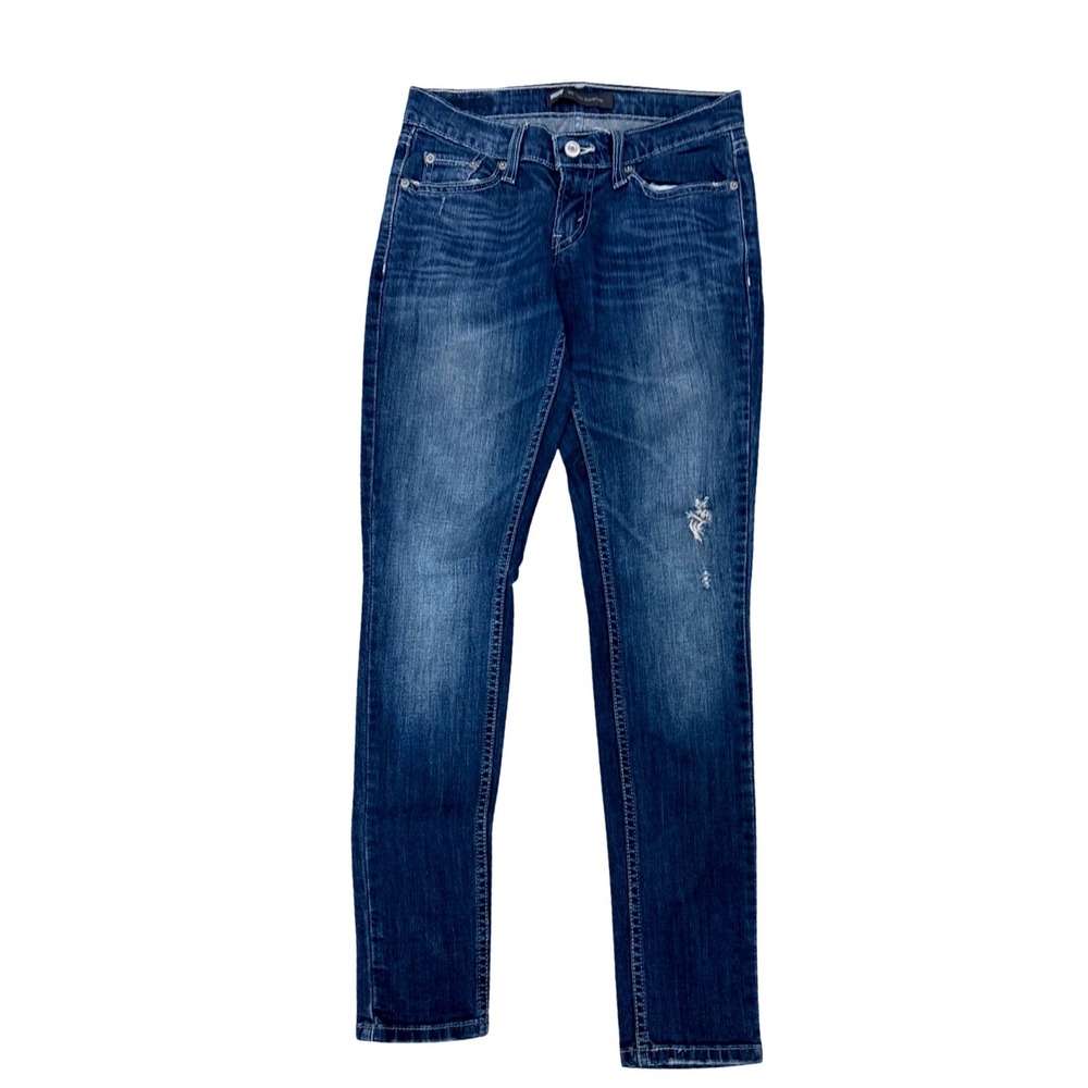 Levis 524 Too Superlow Skinny Jeans Dark Wash Distressed Denim Womens 1M